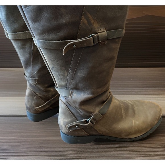 TEVA De La Vina Womens Sz 9.5 Waterproof Leather Riding Boots Brown Tall 1003011 - Picture 5 of 13